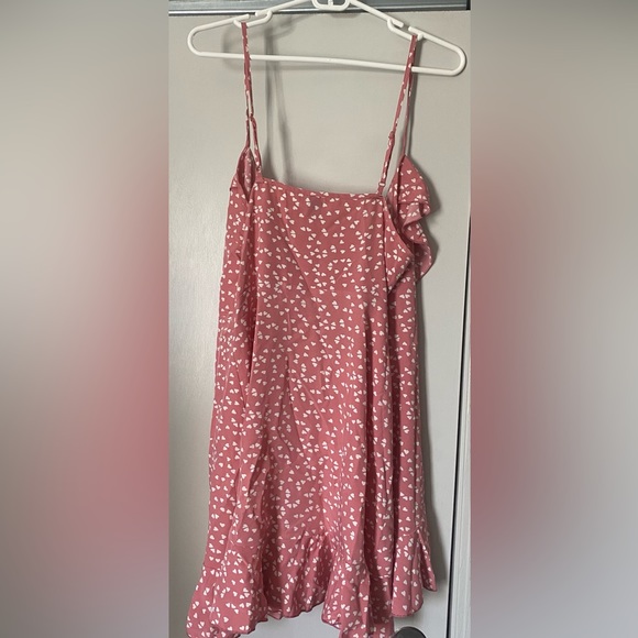 SHEIN VCAY Allover Heart Print Ruffle Detail Wrap Cami Dress - Picture 6 of 9